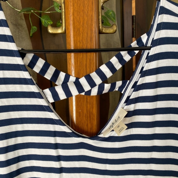 NWT Style & Co Plus Size Sleeveless Navy/White Dress, size 2X - Picture 3 of 4